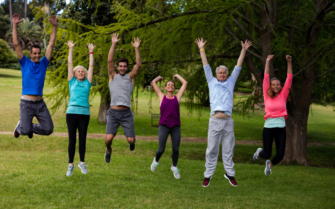 older adults performing plyometric exercise