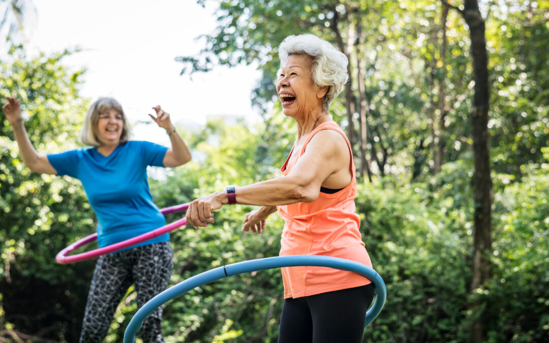 active older adults hula hoop