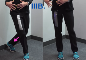 Two grid images of Tara Tobias showing her lower body. On the left image she is slightly squatting with her left leg crossed behind her right leg. The right image shows she is back to standing.