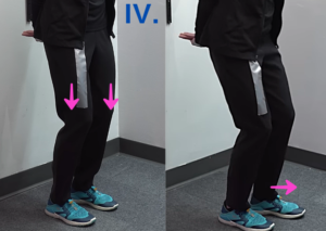 Two grid images of Tara Tobias showing the lower body. On the left side shows both of her knees bent, slightly crouching and on the right side shows her left foot in front of the right while crouching. 