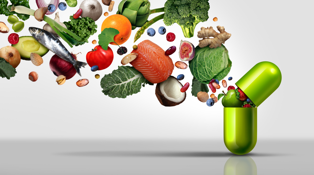 green capsule pill with real whole food inside the capsule