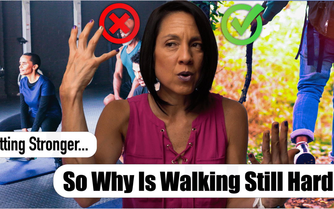 Thumbnail image of Tara Tobias with the background of a woman squatting on the left marked with red X and a man walking on the right marked with a green check symbol.